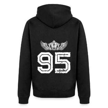 95 Number crown - Unisex Premium Organic Zip Hoodie - black - Back - Nico (187cm)