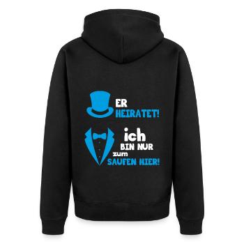 Team Bräutigam Polterabend Hochzeit JGA - Unisex Premium Bio Zip Hoodie - Schwarz - Hinten - Nico (187cm)