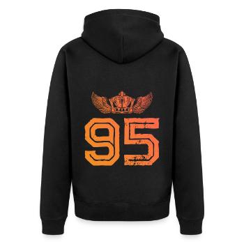 95 Number crown - Unisex Premium Organic Zip Hoodie - black - Back - Nico (187cm)