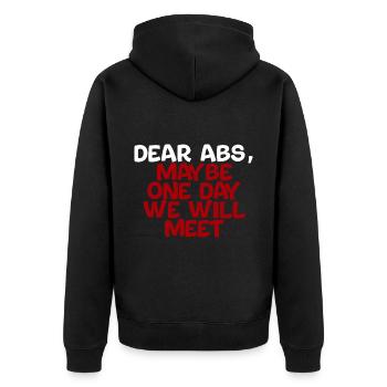 Dear Abs, Maybe One Day We Will Meet 4 - Unisex Premium Bio Zip Hoodie - Schwarz - Hinten - Nico (187cm)