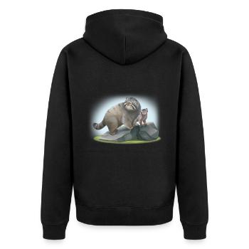 Manul Cat is a mountaineer - Unisex Premium Organic Zip Hoodie - black - Back - Nico (187cm)