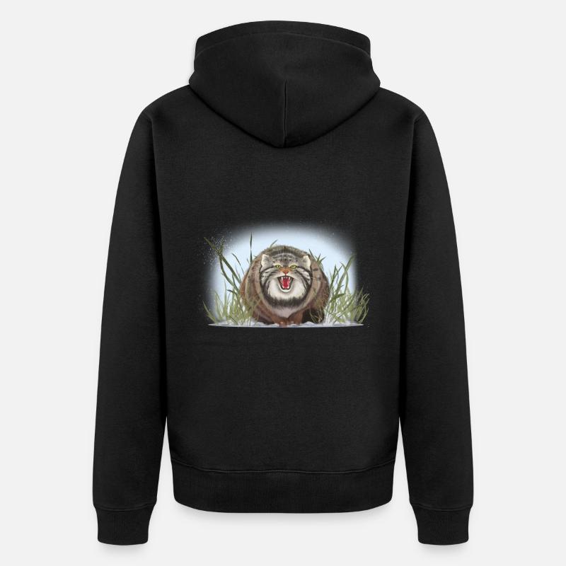 Manul n’aime pas caresser - Veste à capuche bio Premium Unisexe - noir