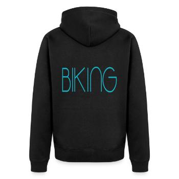 biking - Unisex Premium Bio Zip Hoodie - Schwarz - Hinten - Nico (187cm)