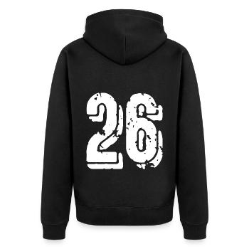 26 Zahl Trikot - Unisex Premium Bio Zip Hoodie - Schwarz - Hinten - Nico (187cm)
