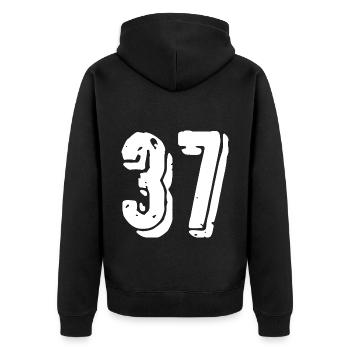Maillot numéro 37 - Veste à capuche bio Premium Unisexe - noir - Dos - Nico (187cm)