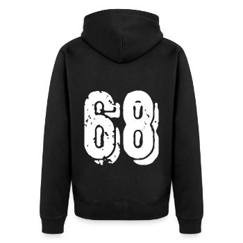 Maillot à 68 numéros - Veste à capuche bio Premium Unisexe - noir - Dos - Nico (187cm)