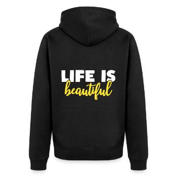 la vie est belle - Veste à capuche bio Premium Unisexe - noir - Dos - Nico (187cm)