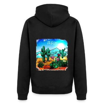 Cacti in a desert landscape - Unisex Premium Organic Zip Hoodie - black - Back - Nico (187cm)