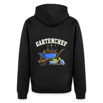 Gartenchef Gartenarbeit Gärtner Hobbygärtner Hobby - Unisex Premium Bio Zip Hoodie - Schwarz - Hinten - Nico (187cm)