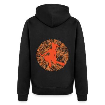 Spooky Spider Web Witchcraft Broomstick Halloween - Unisex Premium Organic Zip Hoodie - black - Back - Nico (187cm)