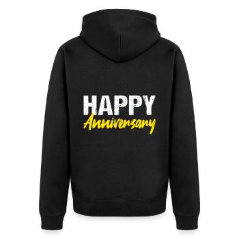 Happy Anniversary Jubiläum - Unisex Premium Bio Zip Hoodie - Schwarz - Hinten - Nico (187cm)