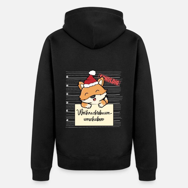 Weihnachtsbaum Umschubser Fuchs - Unisex Premium Bio Zip Hoodie - Schwarz
