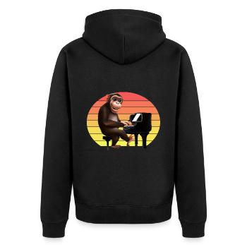Monkey at the piano - Unisex Premium Organic Zip Hoodie - black - Back - Nico (187cm)