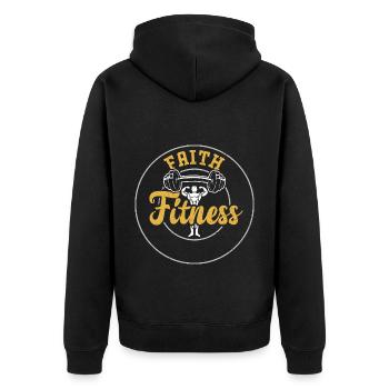 Faith Fitness - Gym - Unisex Premium Organic Zip Hoodie - black - Back - Nico (187cm)