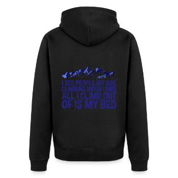 I See People My Age Climbing Mountains 3 - Unisex Premium Organic Zip Hoodie - black - Back - Nico (187cm)