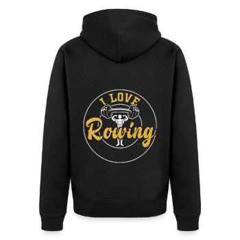 I Love Rowing - Gym - Unisex Premium Organic Zip Hoodie - black - Back - Nico (187cm)