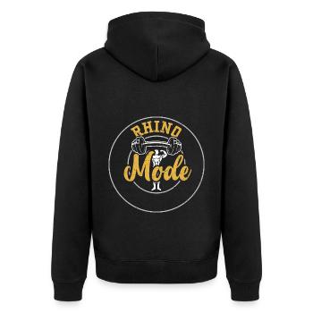 Rhino Mode - Gym - Unisex Premium Organic Zip Hoodie - black - Back - Nico (187cm)
