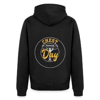 Chest Day - Gym - Unisex Premium Organic Zip Hoodie - black - Back - Nico (187cm)