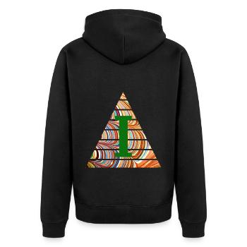 Dreieck E 56 I - Unisex Premium Organic Zip Hoodie - black - Back - Nico (187cm)