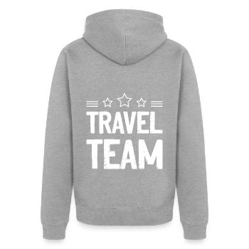 Équipe de voyage Vacances de voyage - Veste à capuche bio Premium Unisexe - gris chiné - Dos - Nico (187cm)