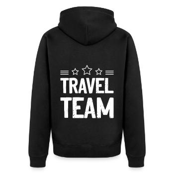 Travel Team Travel Holidays - Unisex Premium Organic Zip Hoodie - black - Back - Nico (187cm)
