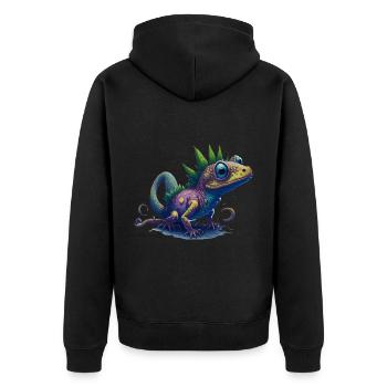 Gamer's Perfect Illustration - Cute Colorful Gekko - Unisex Premium Bio Zip Hoodie - Schwarz - Hinten - Nico (187cm)