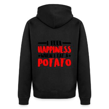 Je ressens du bonheur quand je mange une pomme de terre 3 - Veste à capuche bio Premium Unisexe - noir - Dos - Nico (187cm)