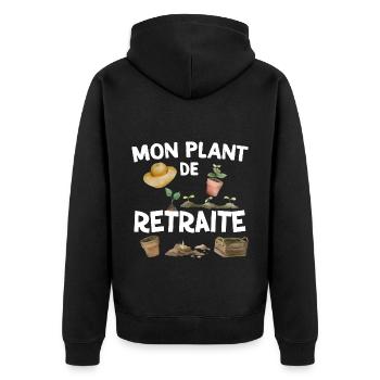 Plan de retraite Pour Mon Jardinier - Veste à capuche bio Premium Unisexe - noir - Dos - Nico (187cm)