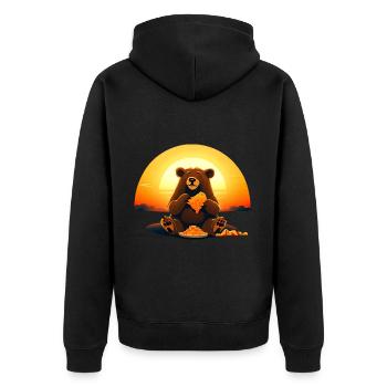 Ours mangeant du nacho au coucher du soleil - Veste à capuche bio Premium Unisexe - noir - Dos - Nico (187cm)