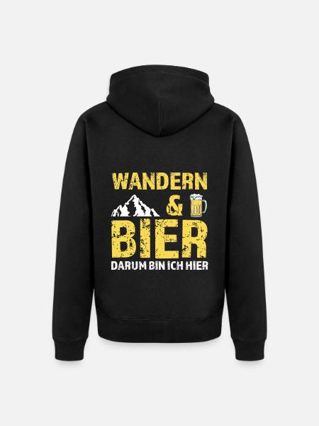 Wandern Bier Berg Geschenk - Unisex Premium Bio Zip Hoodie - Schwarz