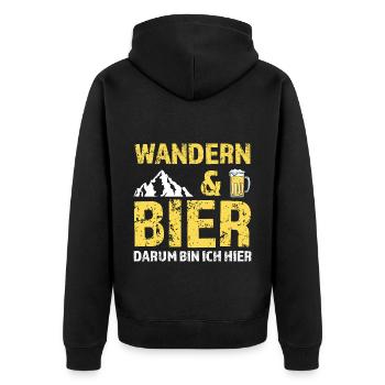 Wandern Bier Berg Geschenk - Unisex Premium Bio Zip Hoodie - Schwarz - Hinten - Nico (187cm)