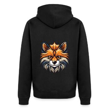 Pomeranian Hund Portrait - Unisex Premium Bio Zip Hoodie - Schwarz - Hinten - Nico (187cm)