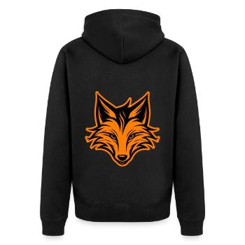 Fuchs Kopf Silhouette - Unisex Premium Bio Zip Hoodie - Schwarz - Hinten - Nico (187cm)