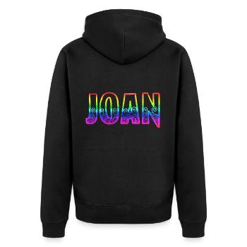 Joan RS Rainbow - Unisex Premium Organic Zip Hoodie - black - Back - Nico (187cm)