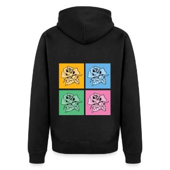 Nature Fleurs Jardinier Cadeau Pop Art Roses - Veste à capuche bio Premium Unisexe - noir - Dos - Nico (187cm)