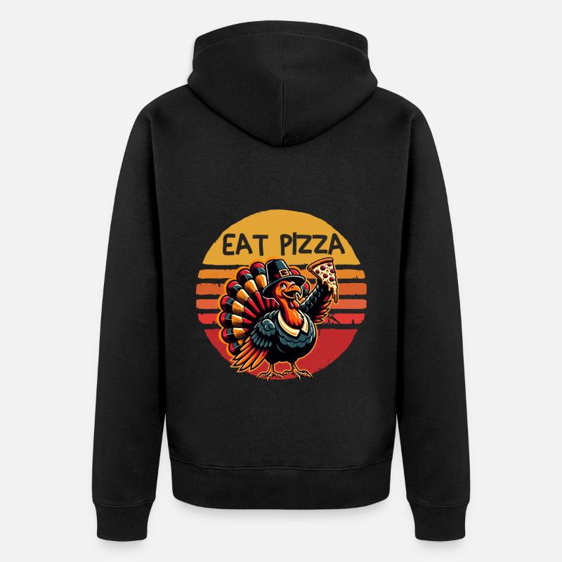 Manger Pizza Thanksgiving Dinde Graphique - Veste à capuche bio Premium Unisexe - noir