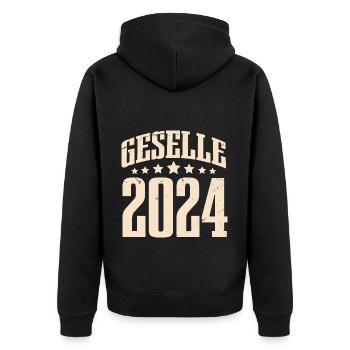 Geselle Gesellenprüfung 2024 - Unisex Premium Bio Zip Hoodie - Schwarz - Hinten - Nico (187cm)