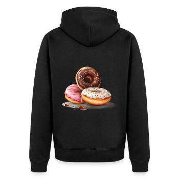 Donut für einen Donut-Liebhaber - Unisex Premium Bio Zip Hoodie - Schwarz - Hinten - Nico (187cm)