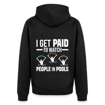 Water Aerobics | Wassergymnastik Lehrer Geschenk - Unisex Premium Bio Zip Hoodie - Schwarz - Hinten - Nico (187cm)