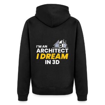 Architecte 3D Rêve Construction Architecture Drôle - Veste à capuche bio Premium Unisexe - noir - Dos - Nico (187cm)