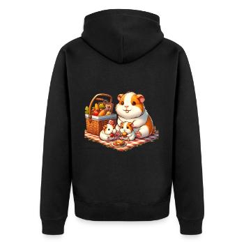 Meerschweinchen Familie Picknick im Freien - Unisex Premium Bio Zip Hoodie - Schwarz - Hinten - Nico (187cm)
