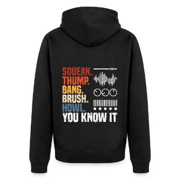 Tontechniker Geschenke | Toningenieur Deejay DJ - Unisex Premium Bio Zip Hoodie - Schwarz - Hinten - Nico (187cm)