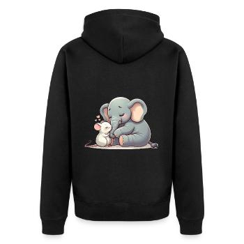 Câlin Éléphant Et Souris Amoureux - Veste à capuche bio Premium Unisexe - noir - Dos - Nico (187cm)