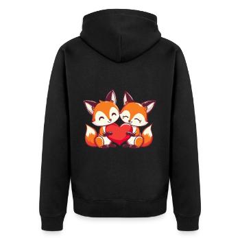 Renard Couple Amoureux Animal Saint Valentin - Veste à capuche bio Premium Unisexe - noir - Dos - Nico (187cm)