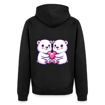 Couple d’ours polaires amoureux Animal Saint-Valentin - Veste à capuche bio Premium Unisexe - noir - Dos - Nico (187cm)