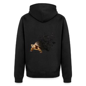 Turtle - Unisex Premium Organic Zip Hoodie - black - Back - Nico (187cm)