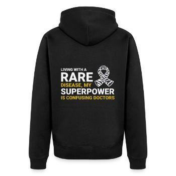 Bewusstsein für seltene Krankheiten Superkraft Doktor Verwirrung - Unisex Premium Bio Zip Hoodie - Schwarz - Hinten - Nico (187cm)