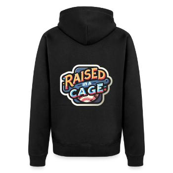 Raised In A Cage 17 - Unisex Premium Organic Zip Hoodie - black - Back - Nico (187cm)