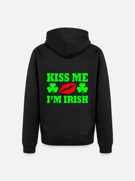 Kiss me im irish - Unisex Premium Organic Zip Hoodie - black