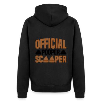 Official Pooper Scooper 60 - Unisex Premium Bio Zip Hoodie - Schwarz - Hinten - Nico (187cm)
